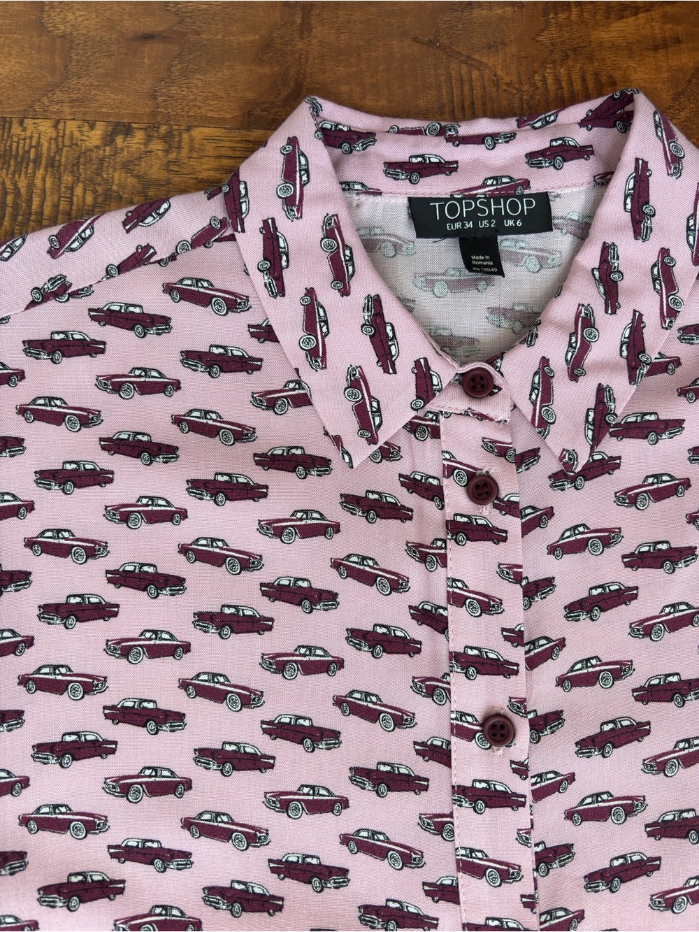 Vintage Car Print Blouse